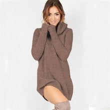 Load image into Gallery viewer, 2019 new women's hood high collar loose long sleeve oversized sweater vest top high collar dress straight mini arrival Dress