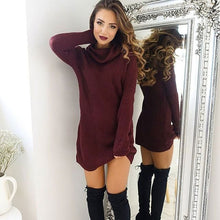 Load image into Gallery viewer, 2019 new women's hood high collar loose long sleeve oversized sweater vest top high collar dress straight mini arrival Dress